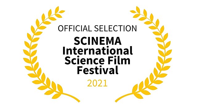 Logo bzw. Plakette des "Scinema International Science Film Festival".